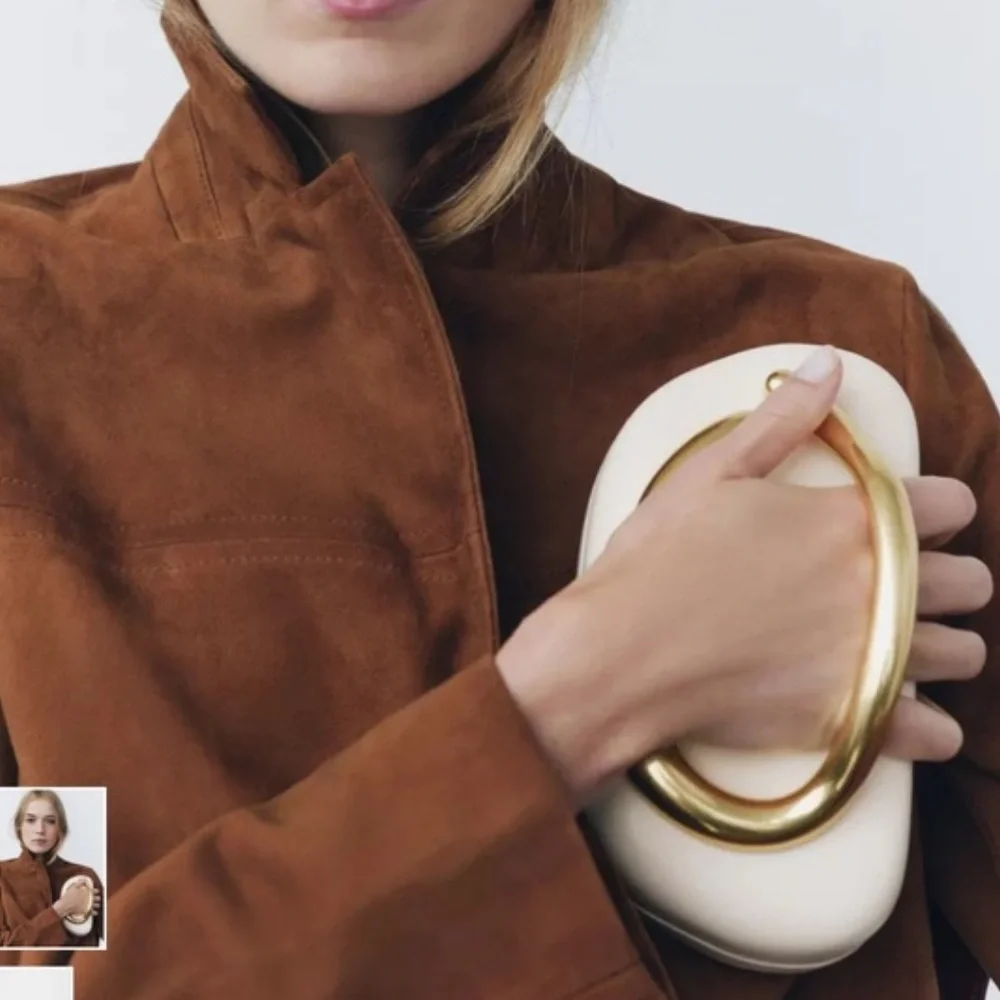 Zara Cream Clutch with Gold Detail - Picture 2 of 5